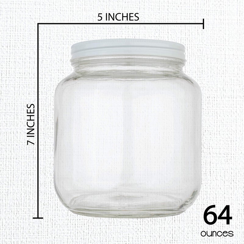 kitchentoolz Half Gallon Glass Large Mason Jar Wide Mouth with Airtight Metal Lid - 1/2 Gallon (64oz) Capacity - Pickling, Storing and Canning- BPA-Free Dishwasher Safe- By Kitchentoolz - Made in USA - Image 3
